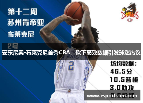 安东尼奥-布莱克尼首秀CBA，砍下高效数据引发球迷热议